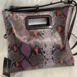 INC Faux Snakeskin Open Handle Crossbody Bag